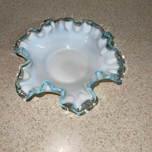 Vintage Fenton Aqua Crest Bowl Dish 6”